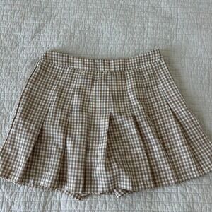 Brown plaid mini skirt